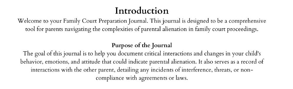 Family court preparation journal