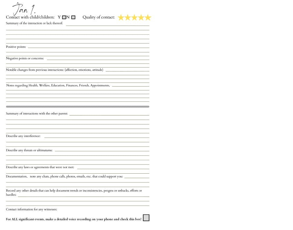 Family court preparation journal